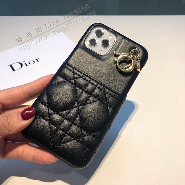 Dior手機套 迪奧插卡手機殼 戴妃格帶五金吊墜 Dior蘋果手機後套 零錢包  mmk1011